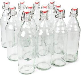 img 4 attached to 🍻 33 oz. Clear Glass Grolsch Beer Bottles - Quart Size, Airtight Swing Top/Flip Top - Home Brewing & Fermentation Supplies for Alcohol, Kombucha, Wine, Soda (6-pack)