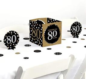 img 4 attached to Captivating 80th Birthday Gold Party Centerpiece & Table Decoration Kit by Big Dot of Happiness for Adults