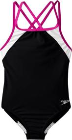 img 4 attached to 👙 Stylish and Supportive: Speedo Girl's One Piece Swimsuit with Cross Back Multi Straps