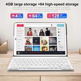 img 2 attached to 10 Inch 4G LTE Tablet, 2-in-1 with Keyboard, 4GB RAM + 64GB ROM, Android 10 Quad Core Processor, Dual Camera, Dual SIM Card Slots Unlocked, 1080p Full HD Touchscreen, Bluetooth, Wi-Fi, GPS