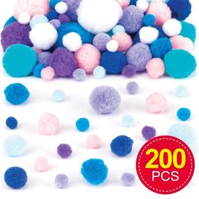 img 3 attached to Baker Ross AV616 Winter Pom Poms – 200-Pack for Kids' Arts and Crafts, Christmas, Gifts, Keepsakes