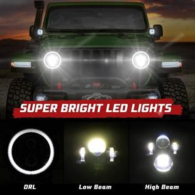 img 2 attached to 🚙 BUNKER INDUST 9” Inch Wrangler JL LED Headlights with Halo DRL,1 Pair Adjustable Headlights for 2018-2021 Jeep Wrangler JL & 2019-2021 Jeep JT Gladiator - High Low Beam Headlamp with Daytime