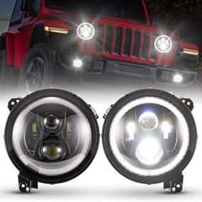 img 4 attached to 🚙 BUNKER INDUST 9” Inch Wrangler JL LED Headlights with Halo DRL,1 Pair Adjustable Headlights for 2018-2021 Jeep Wrangler JL & 2019-2021 Jeep JT Gladiator - High Low Beam Headlamp with Daytime