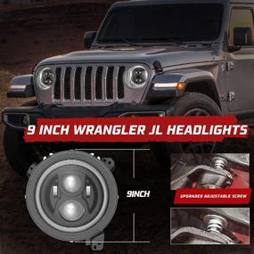 img 1 attached to 🚙 BUNKER INDUST 9” Inch Wrangler JL LED Headlights with Halo DRL,1 Pair Adjustable Headlights for 2018-2021 Jeep Wrangler JL & 2019-2021 Jeep JT Gladiator - High Low Beam Headlamp with Daytime