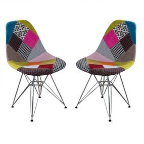 img 4 attached to 🪑 Stylish and Contemporary Christopher Knight Home Wilmette Fabric Chair with Chromed Legs - Patchwork Design