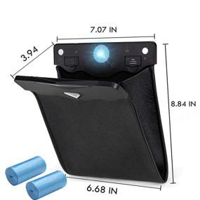 img 3 attached to CREOMG Car Trash Bag with LED Light and Magnet Closure - Premium PU Leather, Waterproof Vehicle Rubbish Container Garbage Can Bundle with Tissue Box and Disposable Inner Bags