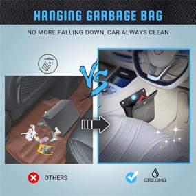 img 1 attached to CREOMG Car Trash Bag with LED Light and Magnet Closure - Premium PU Leather, Waterproof Vehicle Rubbish Container Garbage Can Bundle with Tissue Box and Disposable Inner Bags