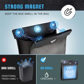 img 2 attached to CREOMG Car Trash Bag with LED Light and Magnet Closure - Premium PU Leather, Waterproof Vehicle Rubbish Container Garbage Can Bundle with Tissue Box and Disposable Inner Bags