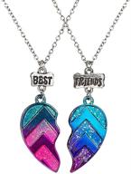 best friends necklace set: unicorn rainbow mermaid shell pendants - bff jewelry gifts logo