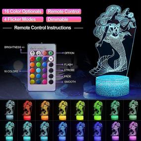 img 3 attached to 🧜 Mermaid Night Light for Kids: 3D Color-changing Lamp with Remote Control - Perfect Mermaid Toy and Gift for Girls and Women