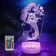 🧜 mermaid night light for kids: 3d color-changing lamp with remote control - perfect mermaid toy and gift for girls and women логотип