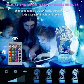 img 1 attached to 🧜 Mermaid Night Light for Kids: 3D Color-changing Lamp with Remote Control - Perfect Mermaid Toy and Gift for Girls and Women