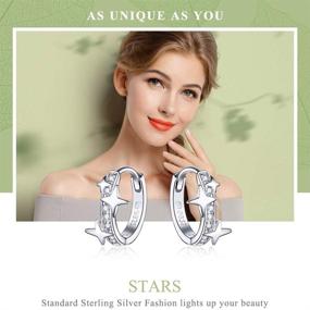 img 3 attached to 🌟 S925 Sterling Silver Small Hoop Star Earrings - Hypoallergenic, 3A CZ Stones - Ideal Birthday, Christmas & Mother's Day Gift for Teens and Women