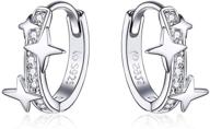 🌟 s925 sterling silver small hoop star earrings - hypoallergenic, 3a cz stones - ideal birthday, christmas & mother's day gift for teens and women logo