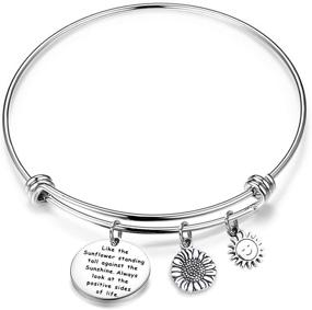 img 4 attached to FUSTMW Sunflower Keychain Positive Inspirational Girls' Jewelry