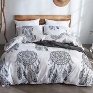 🌙 lamejor bohemian dreamcatcher duvet cover set - luxury soft queen size bedding set with comforter cover (includes 1 duvet cover + 2 pillowcases) in white logo