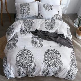 img 3 attached to 🌙 LAMEJOR Bohemian Dreamcatcher Duvet Cover Set - Luxury Soft Queen Size Bedding Set with Comforter Cover (Includes 1 Duvet Cover + 2 Pillowcases) in White