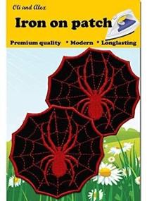 img 3 attached to 🕷️ Iron On Patches - Highly Durable Adhesive Black Spider Patch 2 pcs Iron On Patch Embroidered Applique 3.38 x 3.42 inches (8.7 x 8.5 cm) A-207