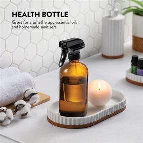 img 3 attached to 🌿 16-Ounce Amber Glass Spray Bottles (2-Pack) - Refillable Sprayer Containers with Leakproof Trigger Sprayers for Cleaning Products, Essential Oils, Aromatherapy, and Water
