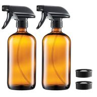 🌿 16-ounce amber glass spray bottles (2-pack) - refillable sprayer containers with leakproof trigger sprayers for cleaning products, essential oils, aromatherapy, and water logo