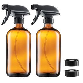 img 4 attached to 🌿 16-Ounce Amber Glass Spray Bottles (2-Pack) - Refillable Sprayer Containers with Leakproof Trigger Sprayers for Cleaning Products, Essential Oils, Aromatherapy, and Water