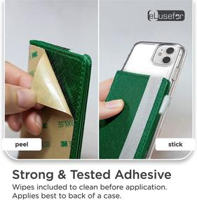 img 2 attached to 📱 Stick-On Phone Wallet: Dark Green Sleeve Credit Card Holder for iPhone/Android - Waterproof, Travel-Friendly & Versatile