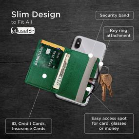 img 3 attached to 📱 Stick-On Phone Wallet: Dark Green Sleeve Credit Card Holder for iPhone/Android - Waterproof, Travel-Friendly & Versatile