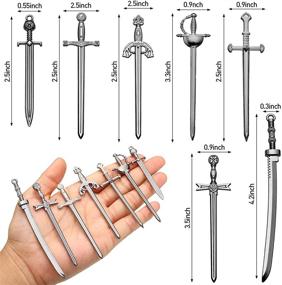 img 2 attached to 🗡️ Antique Sword and Knife Bookmark Charms - DIY Necklace and Bracelet Jewelry Making, 21 Pieces (Black)