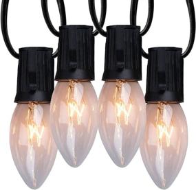 img 4 attached to 🏡 C9 Bulb String Lights Outdoor 25 Feet - Warm White Lights for Patio, Party, Backyard Decoration - Black Wire, 25 Bulbs