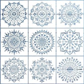 img 1 attached to 🎨 Set of 9 Mandala Painting Stencils (6 x 6 inch) for DIY Stones, Floor, Wall, Tiles - Laser Cut Templates for Reusable Art & Craft Supplies on Fabric, Wood