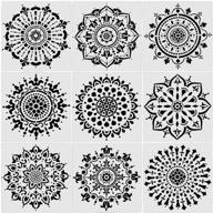 🎨 set of 9 mandala painting stencils (6 x 6 inch) for diy stones, floor, wall, tiles - laser cut templates for reusable art & craft supplies on fabric, wood logo