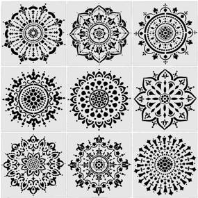 img 4 attached to 🎨 Set of 9 Mandala Painting Stencils (6 x 6 inch) for DIY Stones, Floor, Wall, Tiles - Laser Cut Templates for Reusable Art & Craft Supplies on Fabric, Wood