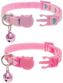 img 3 attached to PUPTECK 2 Pack Cat Collar Set with Detachable Flower Accessories and Bell - Adjustable, Breakaway