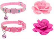 pupteck 2 pack cat collar set with detachable flower accessories and bell - adjustable, breakaway logo