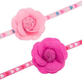 img 2 attached to PUPTECK 2 Pack Cat Collar Set with Detachable Flower Accessories and Bell - Adjustable, Breakaway