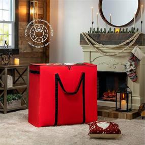 img 3 attached to 🎄 Organize and Transport Decorations with Ease: ZOBER 600D Rolling Decoration Bag with PVC Cover (Red)