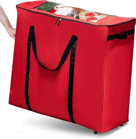 img 4 attached to 🎄 Organize and Transport Decorations with Ease: ZOBER 600D Rolling Decoration Bag with PVC Cover (Red)