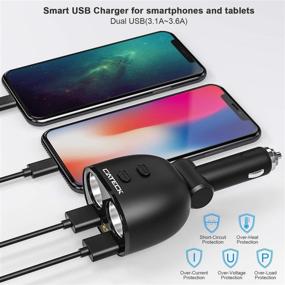 img 2 attached to Cateck 1-2 Socket Cigarette Lighter Splitter & Dual USB Car Charger Adapter with Voltage LED Display - Compatible with iPhone, Samsung, iPad, Tablets, GPS, 12-24V Voltage, Suitable for Multiple Car Models