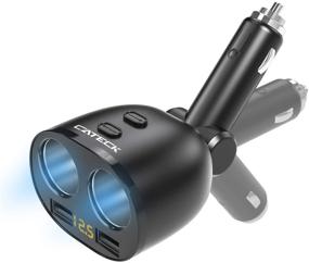 img 4 attached to Cateck 1-2 Socket Cigarette Lighter Splitter & Dual USB Car Charger Adapter with Voltage LED Display - Compatible with iPhone, Samsung, iPad, Tablets, GPS, 12-24V Voltage, Suitable for Multiple Car Models