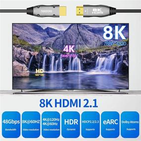 img 3 attached to 🔌 50 футовый кабель DELONG 8K Fiber HDMI, оптический кабель HDMI 2.1 для 8K@60 Гц и 4K@120 Гц, 48 Гбит/с, совместимость с eARC - PS5, Xbox, RTX 3080 3090, Roku, совместимость с 8K ТВ.