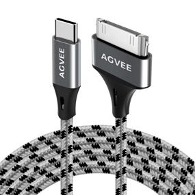img 4 attached to AGVEE [2 Pack 3ft] USB-C to 30 Pin Cable for iPhone 4/4S, iPad 1/2/3, iPod - Braided Metal Shell Type-C to 30Pin Adapter Charging Charger Data Cord, Gray