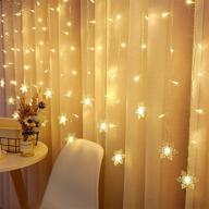 snowflakes led curtain string lights: 11.5ft/3.5m 96led - perfect for christmas, weddings, birthdays, indoor and outdoor decor - warm white логотип