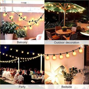 img 1 attached to 🌞 Waterproof Outdoor Solar String Lights - 50FT LED Patio String Lights with Remote Control &amp; Dimmable 4 Lighting Modes for Garden Patio Porch (Warm White)