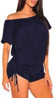 👗 selowin ruched dolman sleeve rompers for women's fashion in jumpsuits, rompers & overalls logo