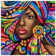 💎 diamond embroidery painting kit for adults: benbo african woman diy 5d full drill crystal diamond paint by number kits, cross stitch rhinestone painting pictures arts craft for home decor - 15.8x15.8in logo