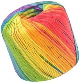 img 3 attached to Colorful Rainbow Gradient Cotton Yarn Skeins for Hand Knitting DIY Projects - HEALLILY 1 Roll 133M Soft Yarn Segment for Hats, Shawls, Sweaters, Blankets, and Costumes