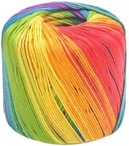 img 4 attached to Colorful Rainbow Gradient Cotton Yarn Skeins for Hand Knitting DIY Projects - HEALLILY 1 Roll 133M Soft Yarn Segment for Hats, Shawls, Sweaters, Blankets, and Costumes