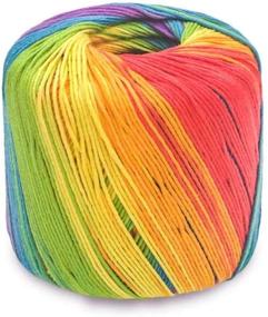 img 1 attached to Colorful Rainbow Gradient Cotton Yarn Skeins for Hand Knitting DIY Projects - HEALLILY 1 Roll 133M Soft Yarn Segment for Hats, Shawls, Sweaters, Blankets, and Costumes