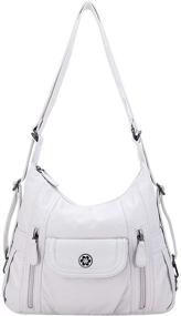 img 4 attached to 👜 Sleek Leather Satchel Handbag: Stylish Crossbody Shoulder Women's Handbags, Wallets, and Totes