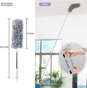 img 3 attached to Onlyoung Microfiber Duster with Extension Pole: 30’’ to 100’’ Stainless Steel, Extendable Long Dusters for Cleaning Ceiling Fan, Furniture Blinds, Vents, and Cars